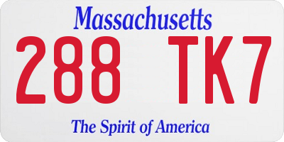 MA license plate 288TK7