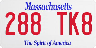MA license plate 288TK8