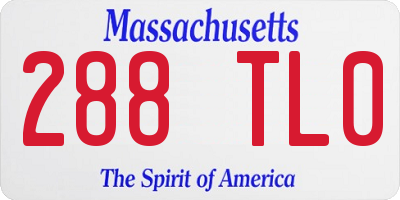 MA license plate 288TL0