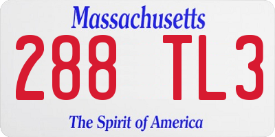 MA license plate 288TL3