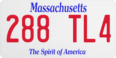 MA license plate 288TL4