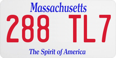 MA license plate 288TL7