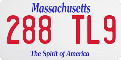 MA license plate 288TL9