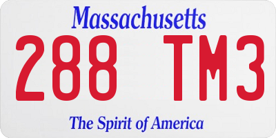 MA license plate 288TM3