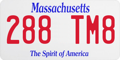 MA license plate 288TM8