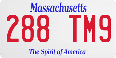 MA license plate 288TM9