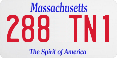MA license plate 288TN1