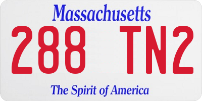 MA license plate 288TN2