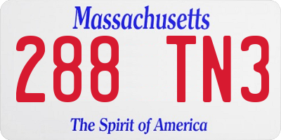 MA license plate 288TN3