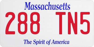 MA license plate 288TN5