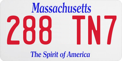 MA license plate 288TN7