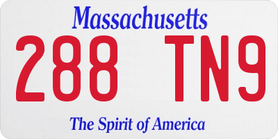 MA license plate 288TN9