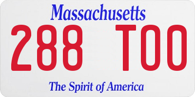 MA license plate 288TO0