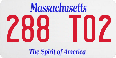MA license plate 288TO2
