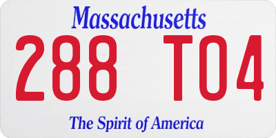 MA license plate 288TO4
