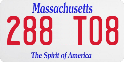 MA license plate 288TO8