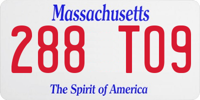 MA license plate 288TO9