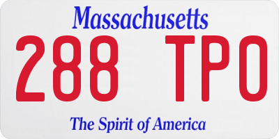 MA license plate 288TP0