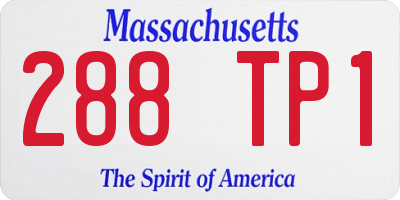 MA license plate 288TP1