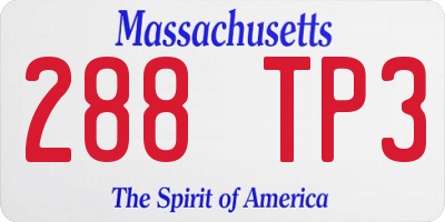 MA license plate 288TP3