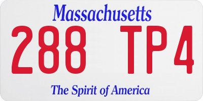 MA license plate 288TP4