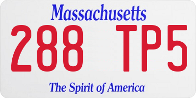 MA license plate 288TP5
