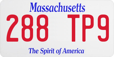 MA license plate 288TP9