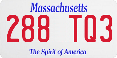 MA license plate 288TQ3