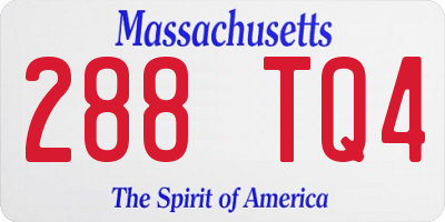 MA license plate 288TQ4