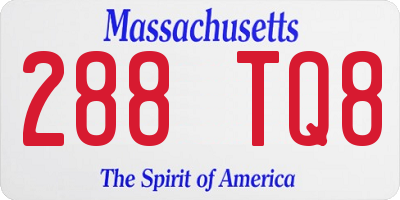 MA license plate 288TQ8