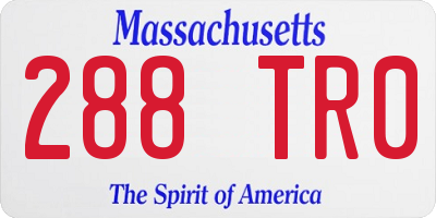 MA license plate 288TR0