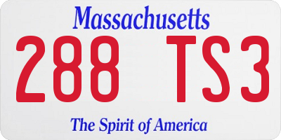 MA license plate 288TS3