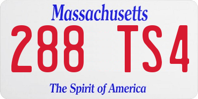 MA license plate 288TS4