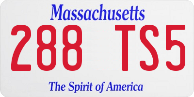MA license plate 288TS5