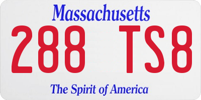 MA license plate 288TS8