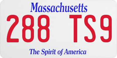 MA license plate 288TS9