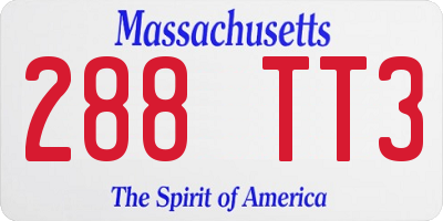MA license plate 288TT3