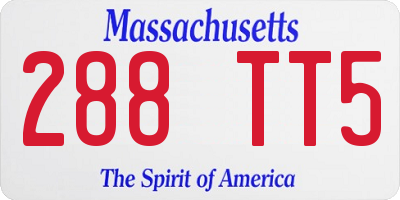 MA license plate 288TT5