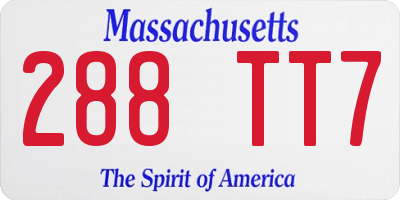 MA license plate 288TT7