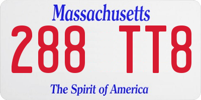 MA license plate 288TT8