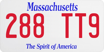 MA license plate 288TT9