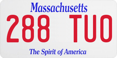 MA license plate 288TU0