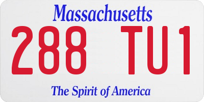 MA license plate 288TU1