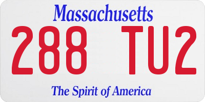 MA license plate 288TU2