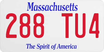 MA license plate 288TU4