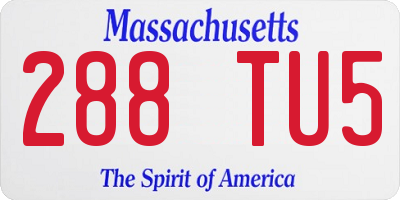 MA license plate 288TU5