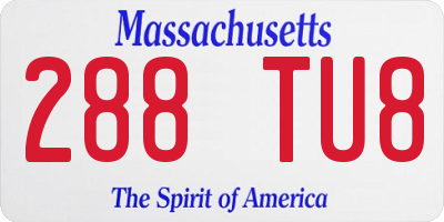MA license plate 288TU8