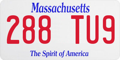 MA license plate 288TU9
