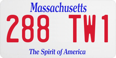 MA license plate 288TW1