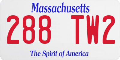 MA license plate 288TW2